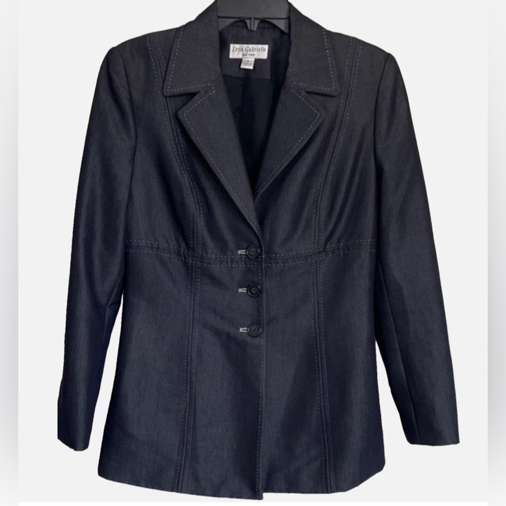 Lena Gabrielle Black Blazer Womens 6 Stretch Tailored Career Jacket